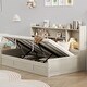 preview thumbnail 1 of 12, Twin Storage Bookcases Platform Bed wUSB Charging Station, LIGHT GREY LIGHT GREY - Twin