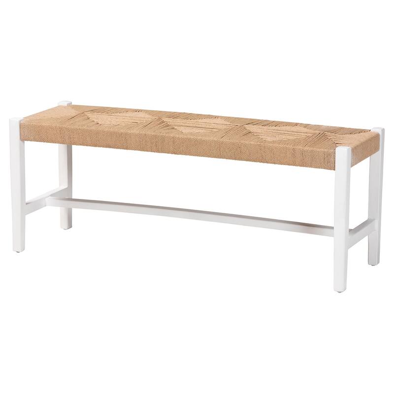Prita Woven Paper Loom Bench with Mahogany Wood Frame - Handcrafted Accent Seating for Dining Room or Entryway
