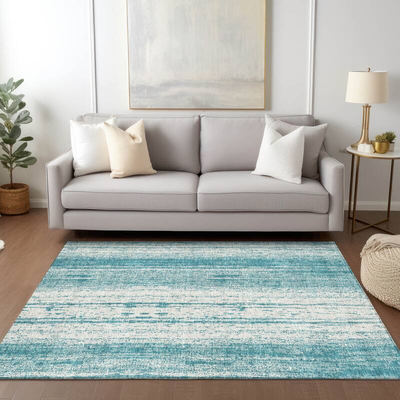 Machine Washable Indoor/ Outdoor Chantille Stripes Ombre Rug
