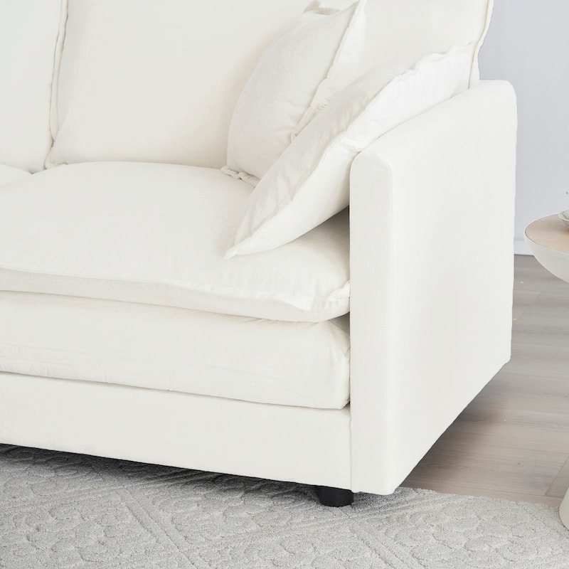 GDFStudio - Davinia Chenille 3 Seats Sofa with 2 Accent Chairs Set