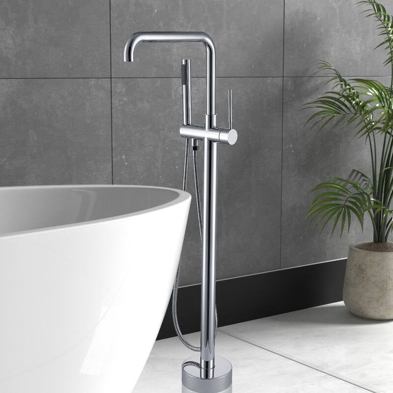Freestanding Bathtub Faucet with Hand Shower - Chrome