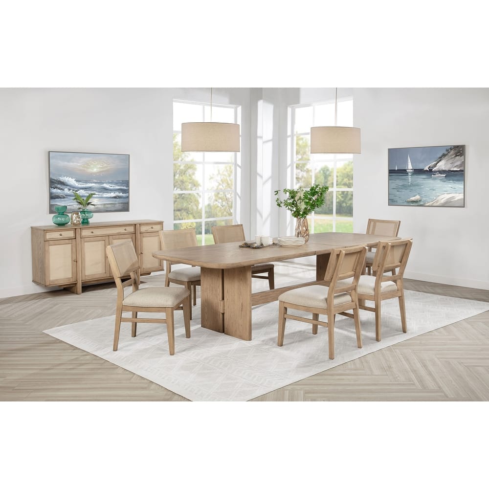 Kailani Rectangular Wood Dining Table Set Beige Oak