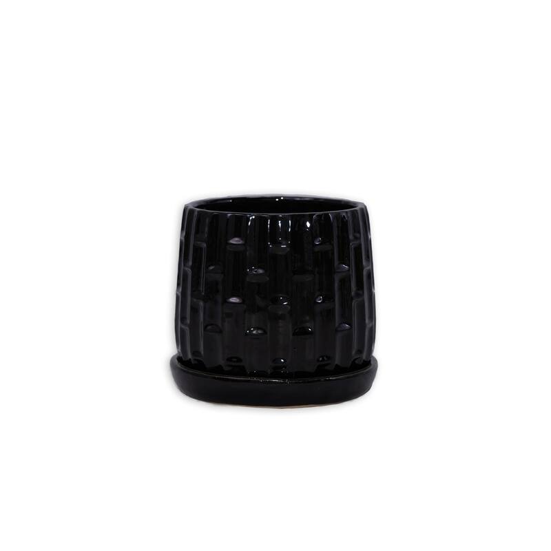Planter Collection Hand-Finished Stripes with Professional Drainage 2pc