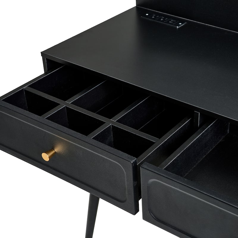 Modern Makeup Vanity Desk with Mirror,Lights and Drawers and Cabinet