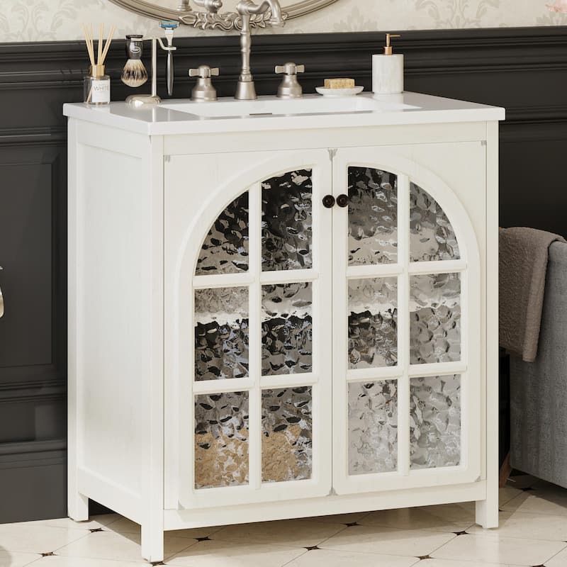 31" Farmhouse Bathroom Vanity with Ceramic Sink
