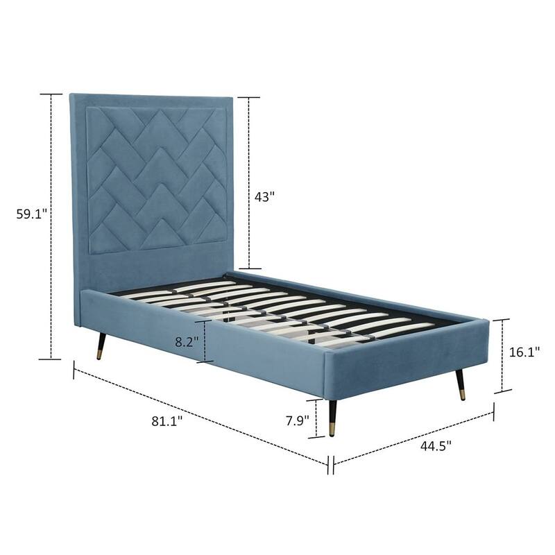 Manhattan Comfort Crosby Modern Velvet Upholstered Bed