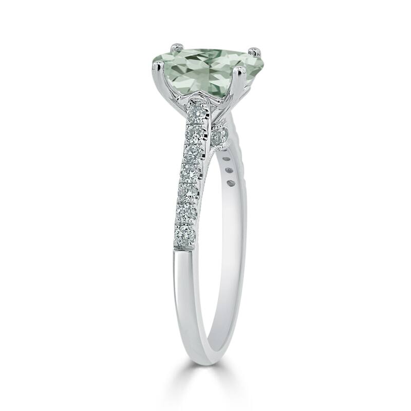 Auriya 14k Gold 9/10ct Fancy Oval Green Amethyst and Diamond Engagement Ring 1/4ctw