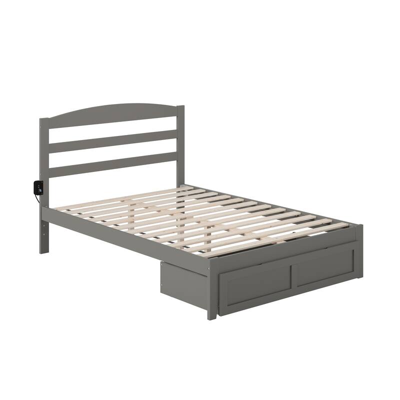 Full Bed with Drawer - Coastal Cottage Style Grey Bedroom Furniture