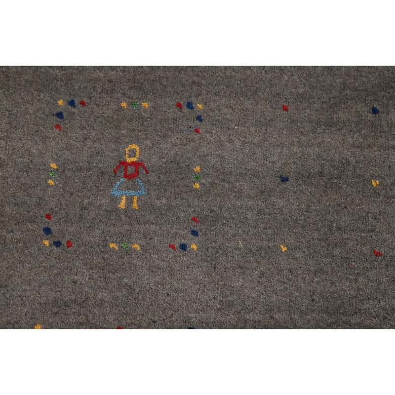 Hand Knotted Oriental 100% Wool Carpet Tribal Tribal Greys & Charcoal Gabbeh Area Rug - 8' 3'' X 5' 1''