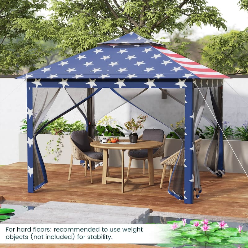 Costway 11'x11' 2-Tier Pop-Up Gazebo Tent Portable Canopy Shelter