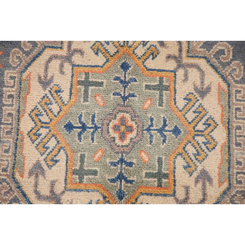 Gray Kazak Living Room Area Rug Hand-Knotted Traditional Wool Carpet - 6'7" x 9'9"