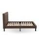 preview thumbnail 6 of 28, 3 Pc Bed Set - Bed Frame with Brown Linen Fabric Padded - Button Tufted Headboard - 2 Wooden Nightstand (Bed Size Options)
