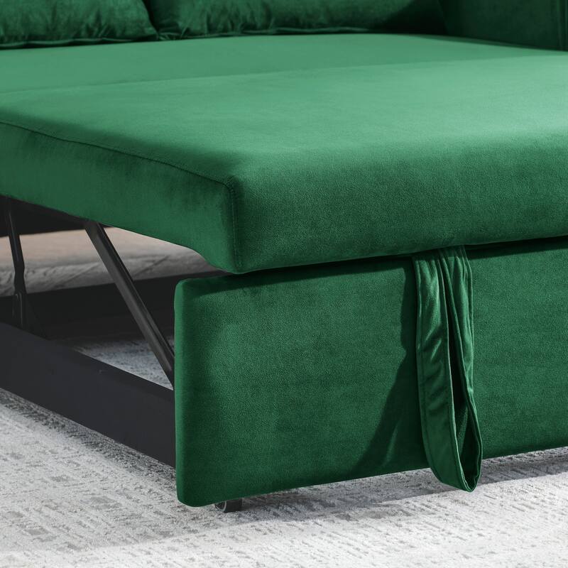 Multifunctional Pull-Out Sofa Bed, Convertible Sleeper Sofa Bed with Storage Bag, Upholstered Armsofa for Bedroom
