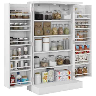41" Kitchen Pantry Storage Cabinet, Freestanding Kitchen Cabinet with 12 Door Shelves, Double Doors