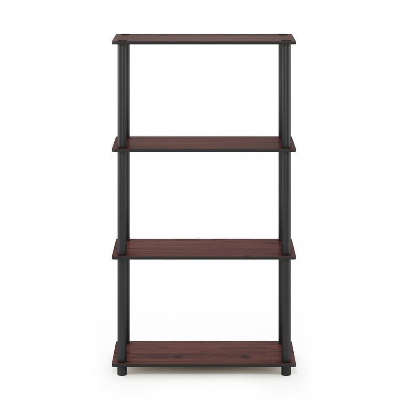 Furinno Turn-N-Tube 4-Tier Multipurpose Shelf Display Rack, Americano/Black - Dark Cherry/Black
