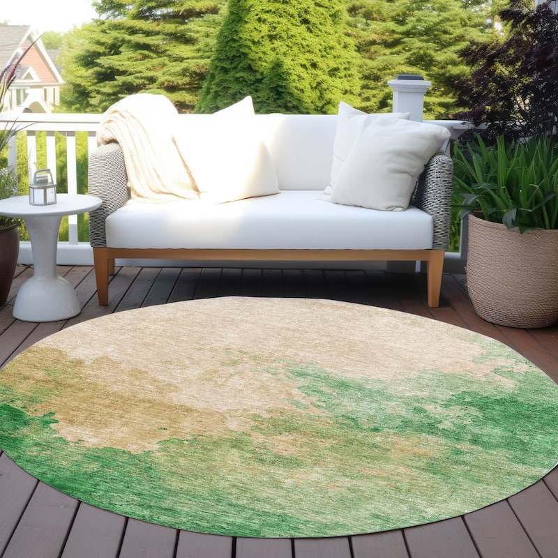 Machine Washable Indoor/ Outdoor Abstract Modern Chantille Rug