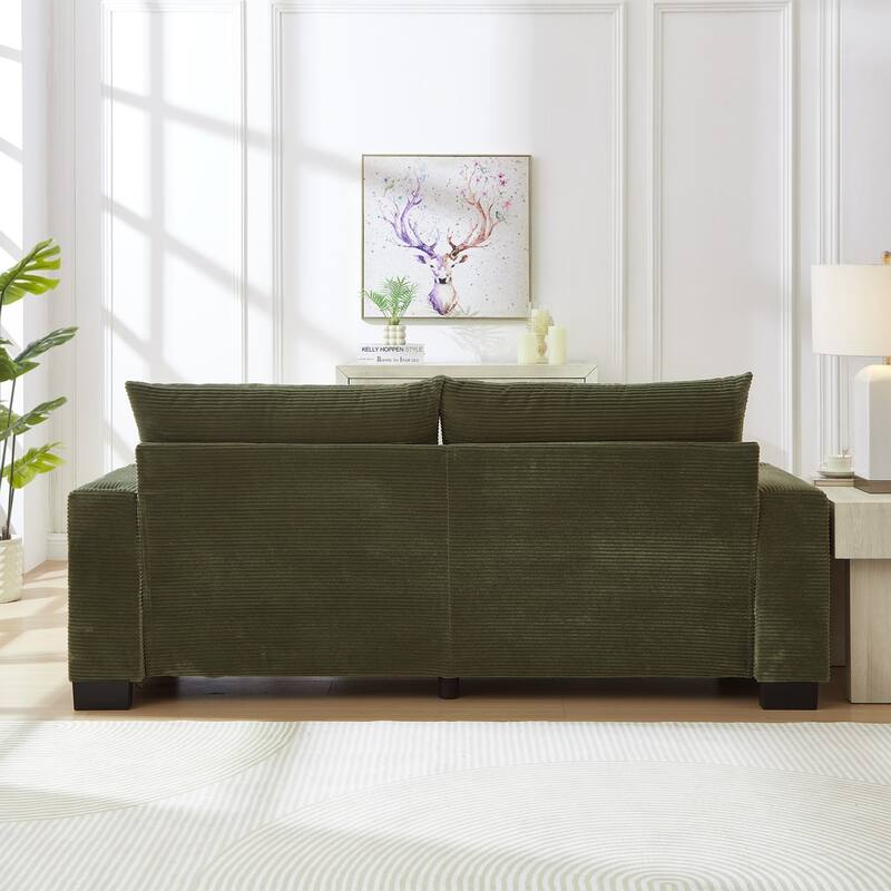 78" Corduroy 3-Seater Sofa with USB Ports, Cup Holders and Side Pockets