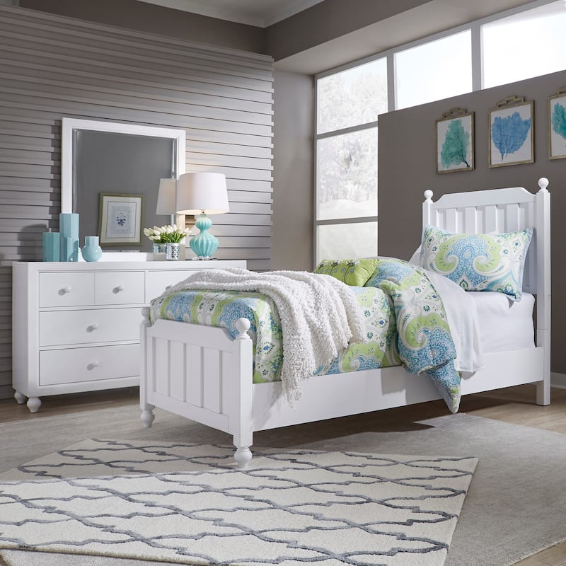 Liberty Furniture Cottage View Youth Panel Bedroom Set with Bed, Dresser, Mirror - Full or Twin - White - Twin