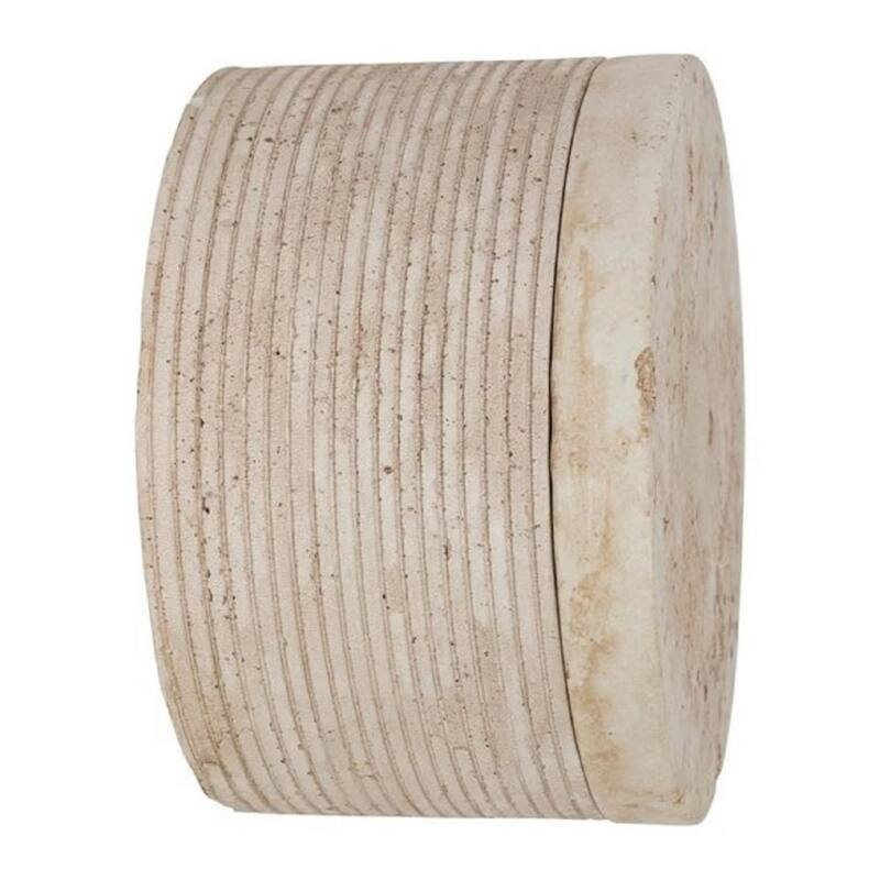 Large Travertine Round Storage Box - 6" - Beige