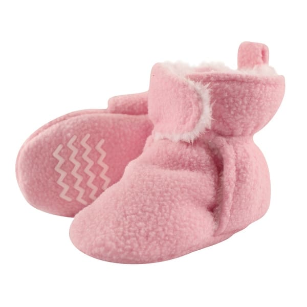 slide 1 of 1, Hudson Baby Infant and Toddler Girl Cozy Fleece and Faux Shearling Booties, Light Pink Light Pink - 2