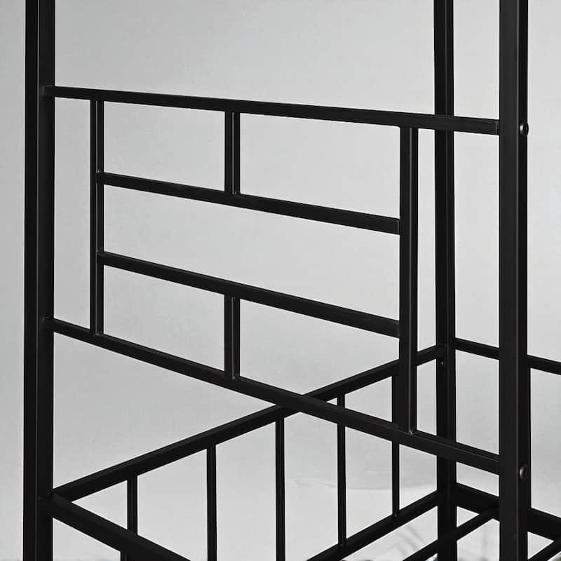 Twin Size Metal House Bed Frame for Kids with Slats and Roof Design, No Box Spring Needed