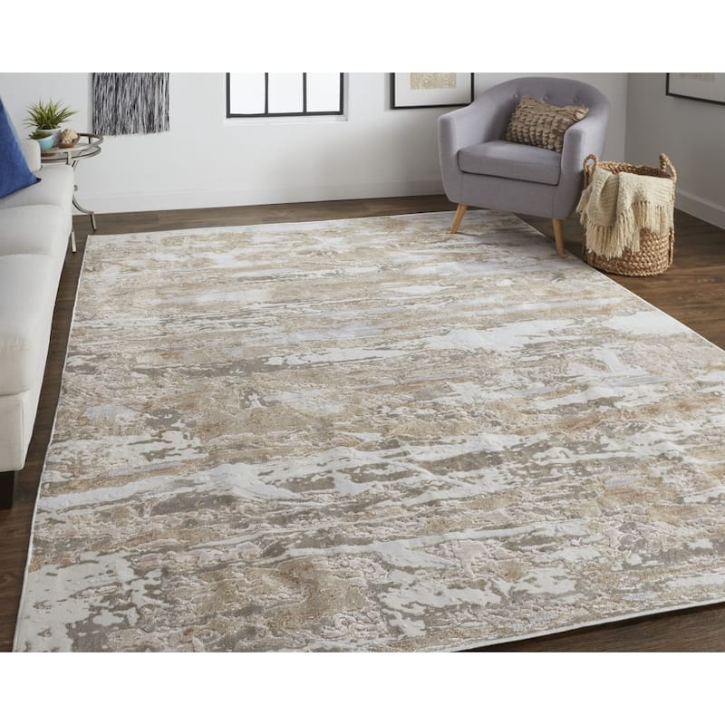 Power Loomed Distressed Abstract Area Rug - 8' x 10'