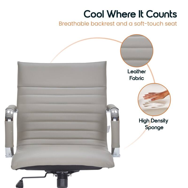 Harris Ergonomic Mid-Back Leather Office Chair with Metal Frame, Adjustable Height, Tilt Lock, and Swivel for Home Office
