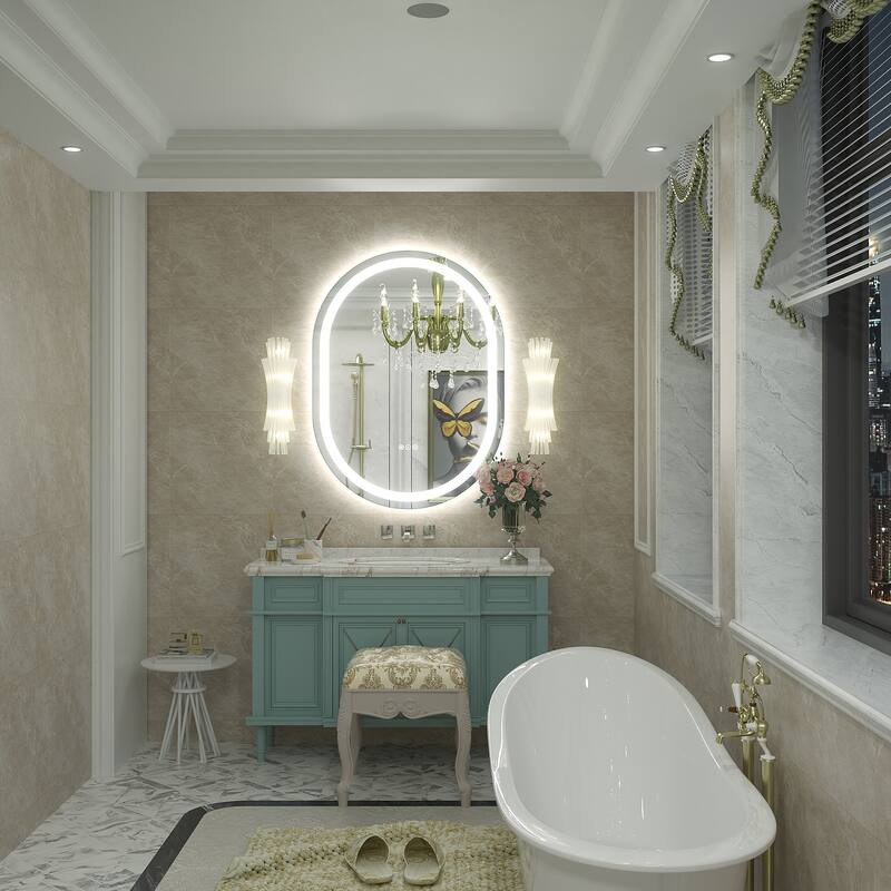 UL Certified Oval LED Lighted Anti-fog Wall Bathroom Vanity Mirror