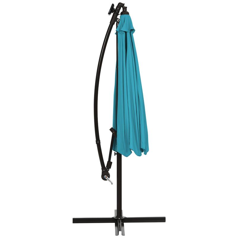 Gymax 10ft Solar Patio Umbrella Outdoor Offset Hanging Umbrella w/ 40