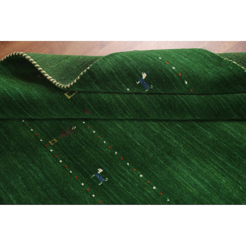 Hand Knotted Oriental 100% Wool Carpet Tribal Tribal Green Gabbeh Area Rug - 7' 8'' X 5' 0''