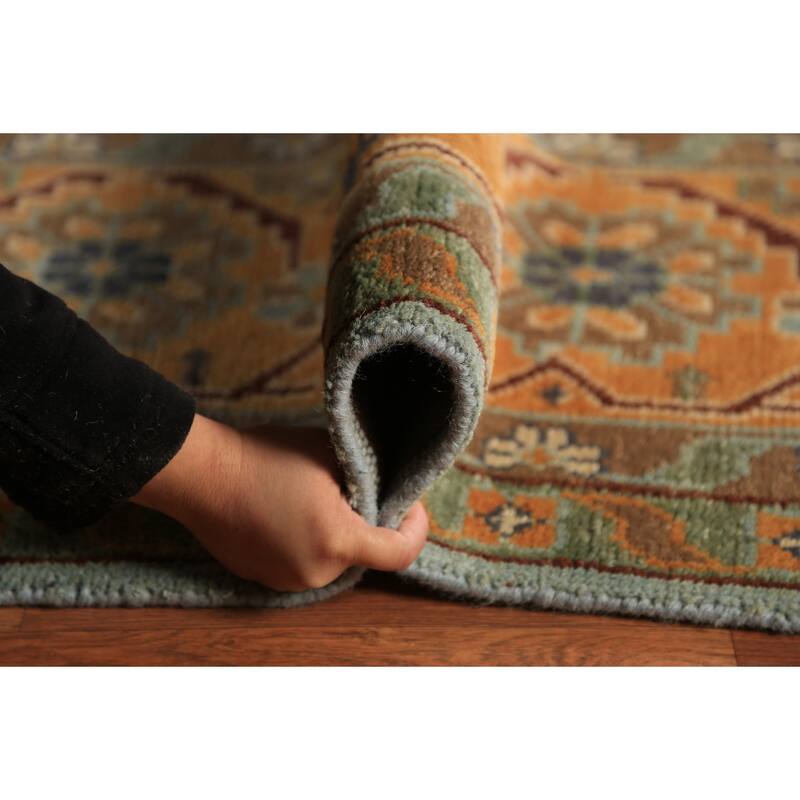 Geometric Khotan Oriental Large Area Rug Hand-Knotted Wool Carpet - 8'11" x 17'7"