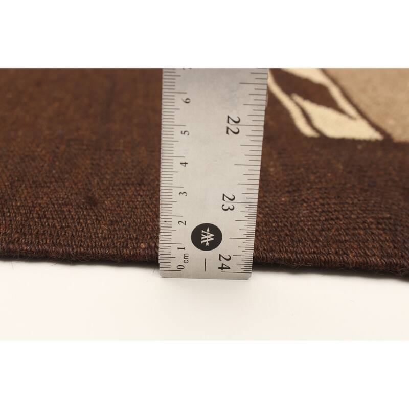 ECARPETGALLERY Flat-Weave Ankara FW Brown Wool Kilim - 5'2 x 16'5