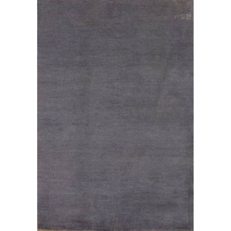 Blue Gray Modern Gabbeh Oriental Rug Handmade Wool Carpet - 3'3" x 4'10"