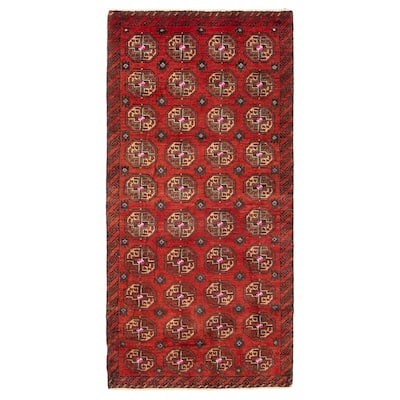 ECARPETGALLERY Hand-knotted Baluch Red Wool Rug - 2' 5" x 4' 11"