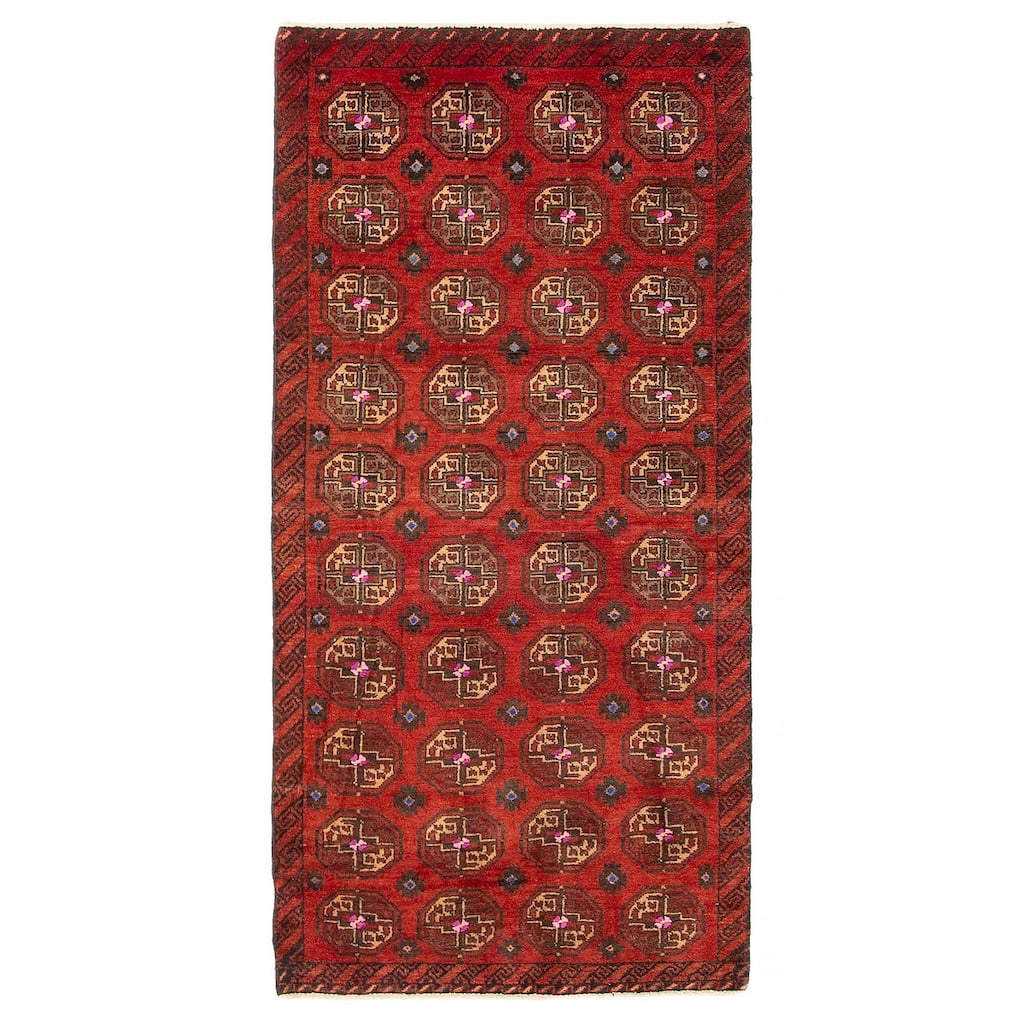 ECARPETGALLERY Hand-knotted Baluch Red Wool Rug - 2' 5" x 4' 11"