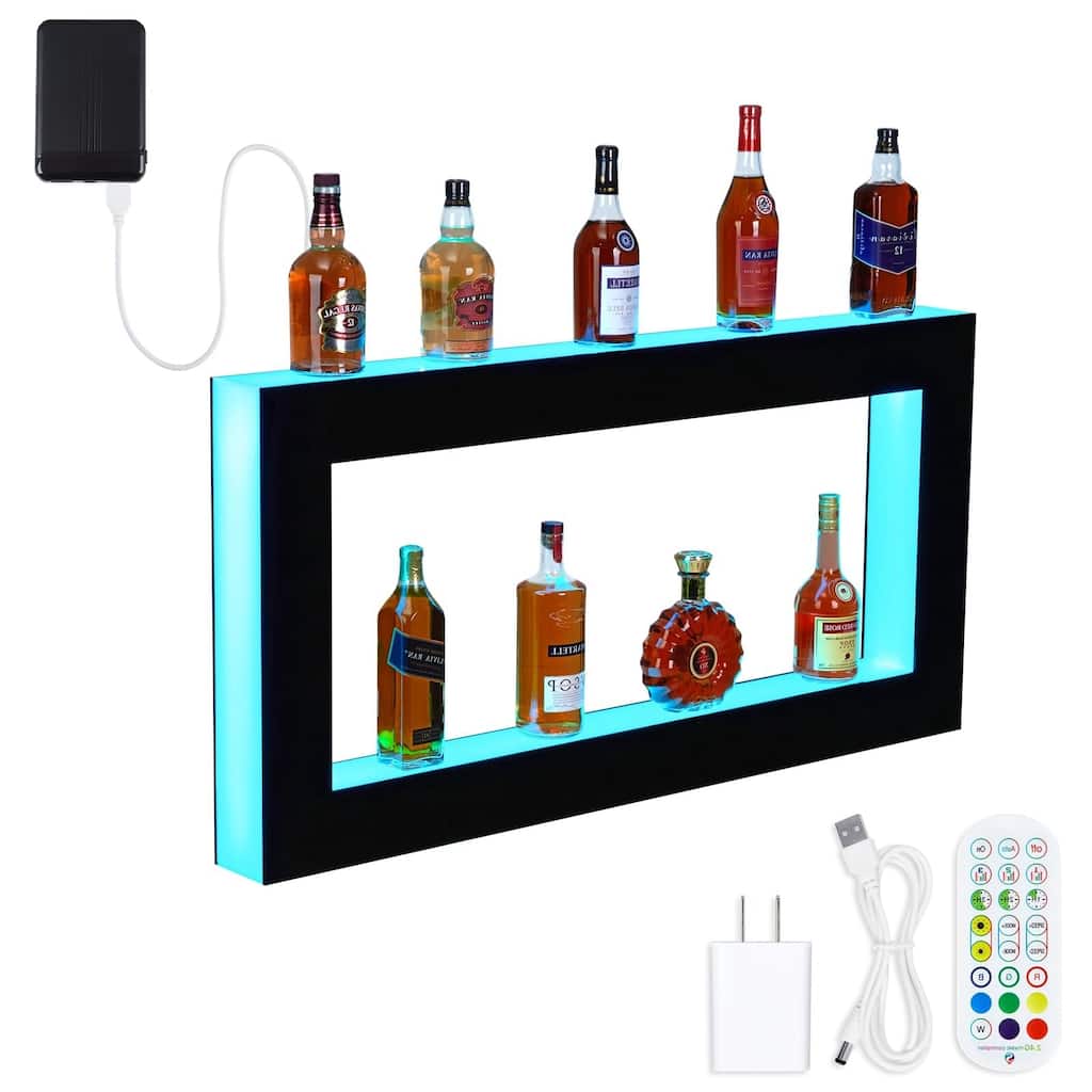 Square LED Lighted Liquor Bottle Display, 48-Inch, with Remote & App Control