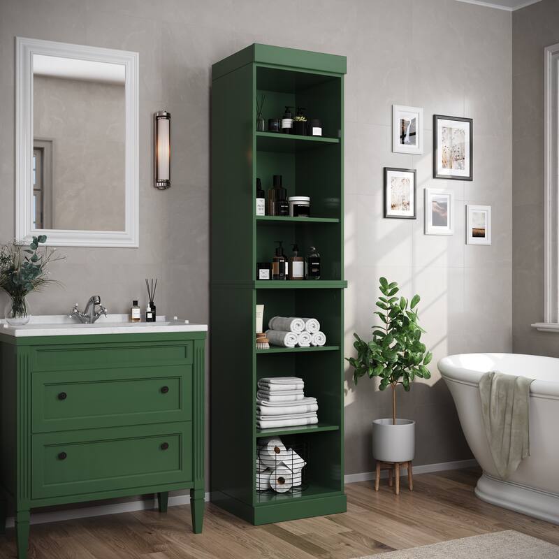 100% Solid Wood 16.5" Bathroom Cabinet with Optional Doors by Palace Imports - Green-No Doors