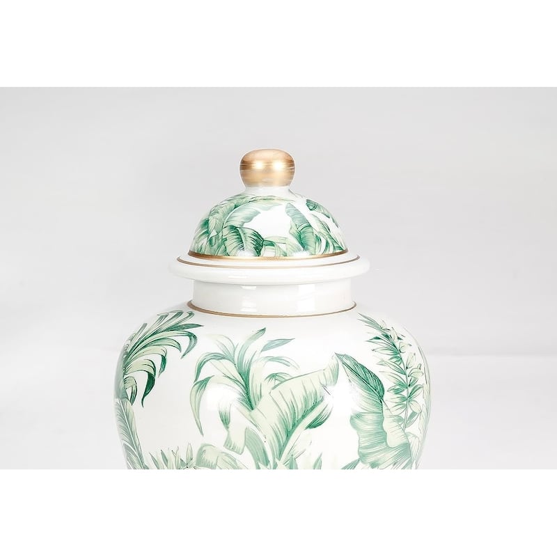 Aai Tropical Leaf Ginger Jar, Green