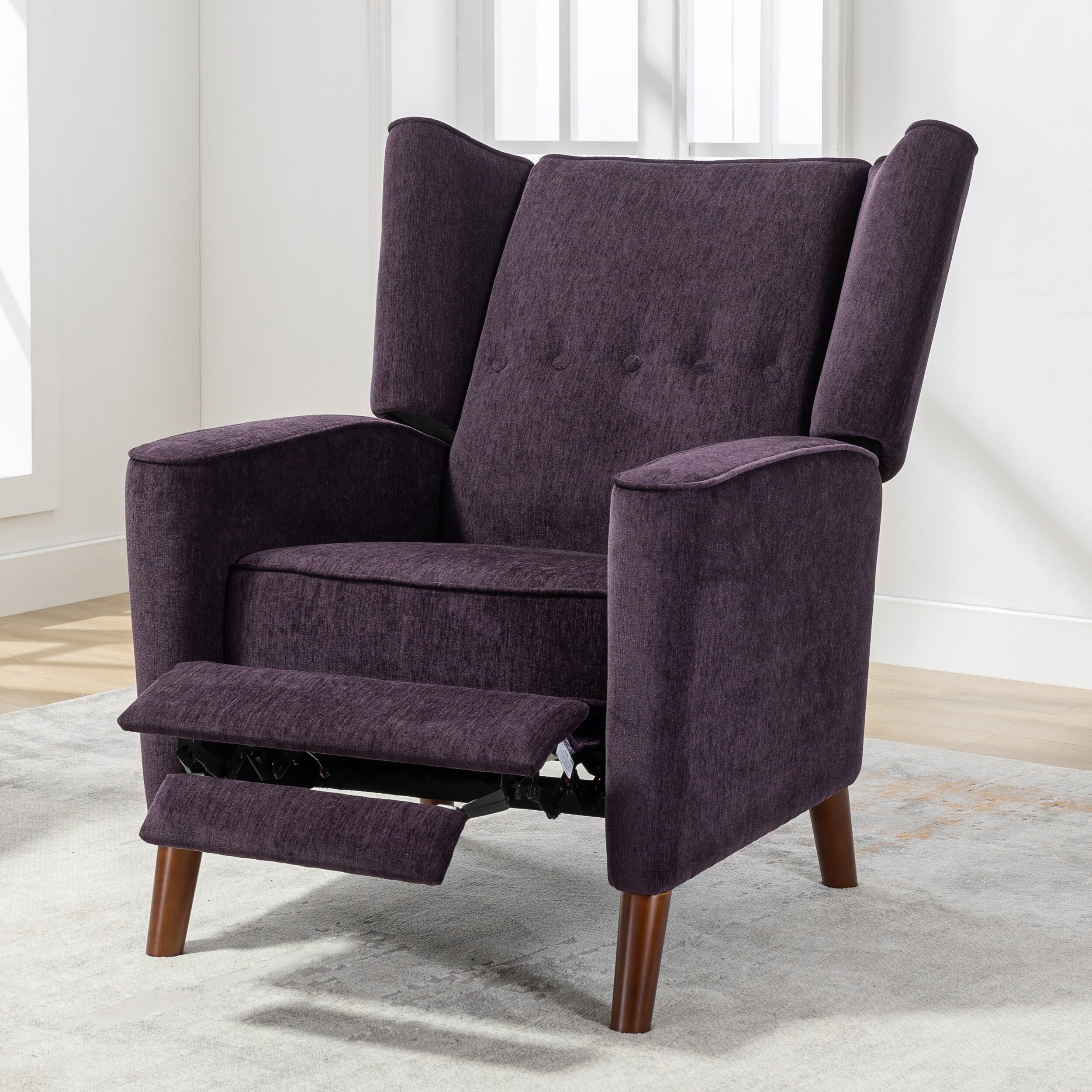 Purple Single Reading Sofa Chair Comfy Recliner Chair with Solid Wood Legs Lounge Chair and Button Tufted Back Armchair Bed Bath Beyond 41060513