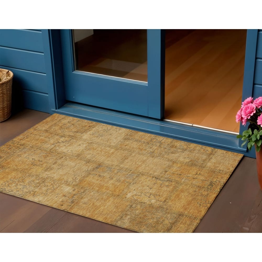 HomeRoots Patchwork Transitional Rectangle Outdoor Rug