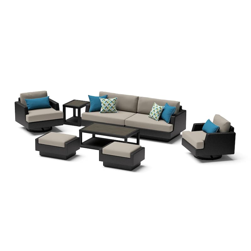 Portofino Comfort 17 Piece Sunbrella Outdoor Motion Wood Estate Set