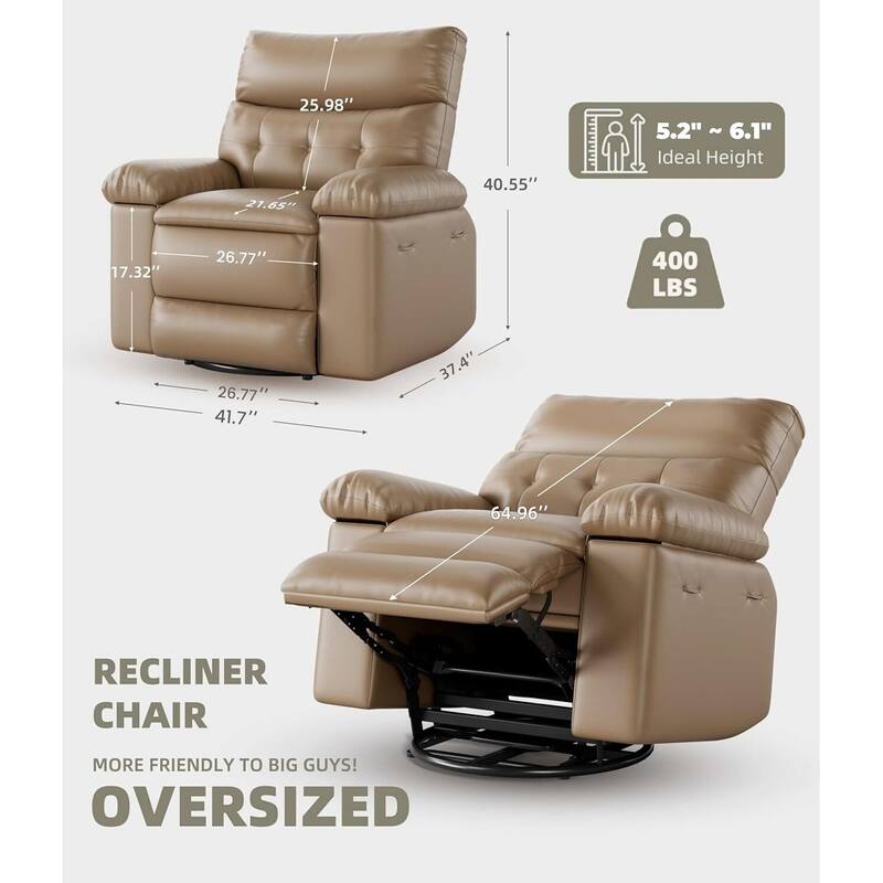 360° Rocker Swivel Recliner, Oversized Wide
