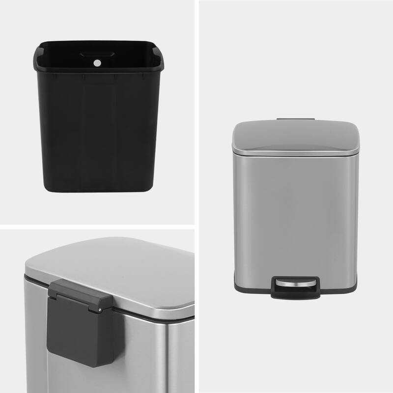 Innovaze 5.3 Gal./20 Liter Rectangular Stainless Steel step-on Trash Can for kitchen