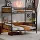 preview thumbnail 15 of 37, Metal Bunk Bed with Safety Guardrail Ladder and 8.1" Under Bed Storage, Vintage Wood and Gold Painting Detachable Bunk Bed Black - Twin XL