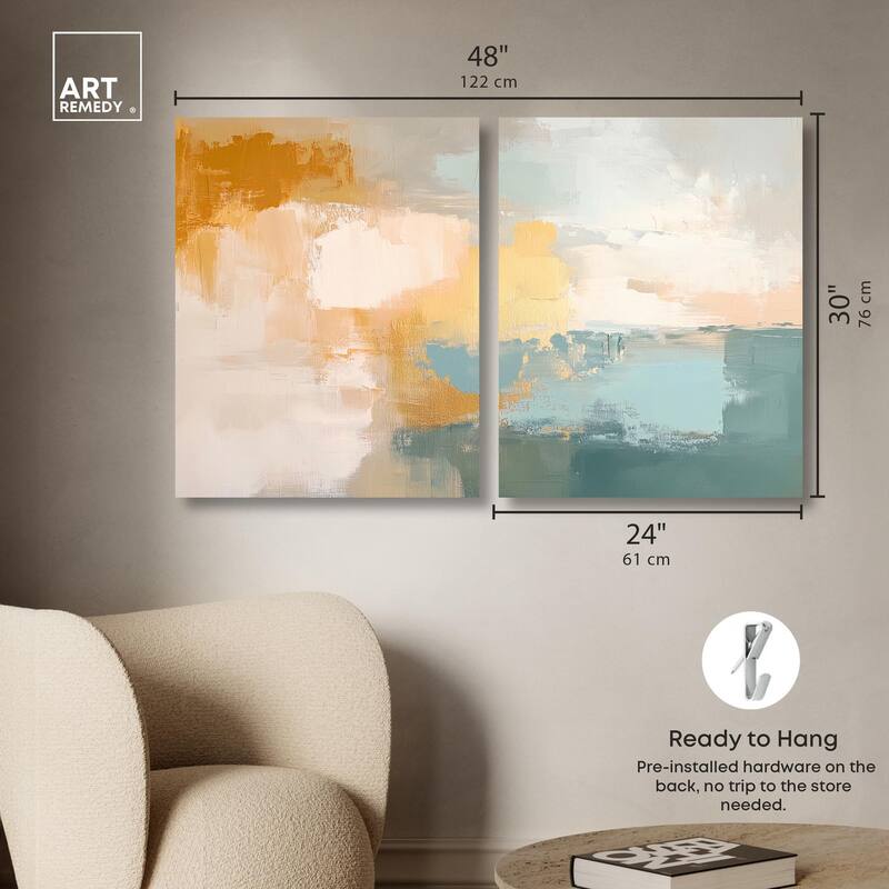 Muted Melody I Canvas Set of 2 by Art Remedy, Gallery Wrapped