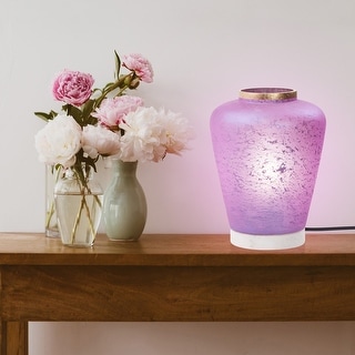 Lily River of Goods Pink/Purple and Gold Glass 10.5-Inch Accent Lamp - 7.75" x 7.75" x 10.5"