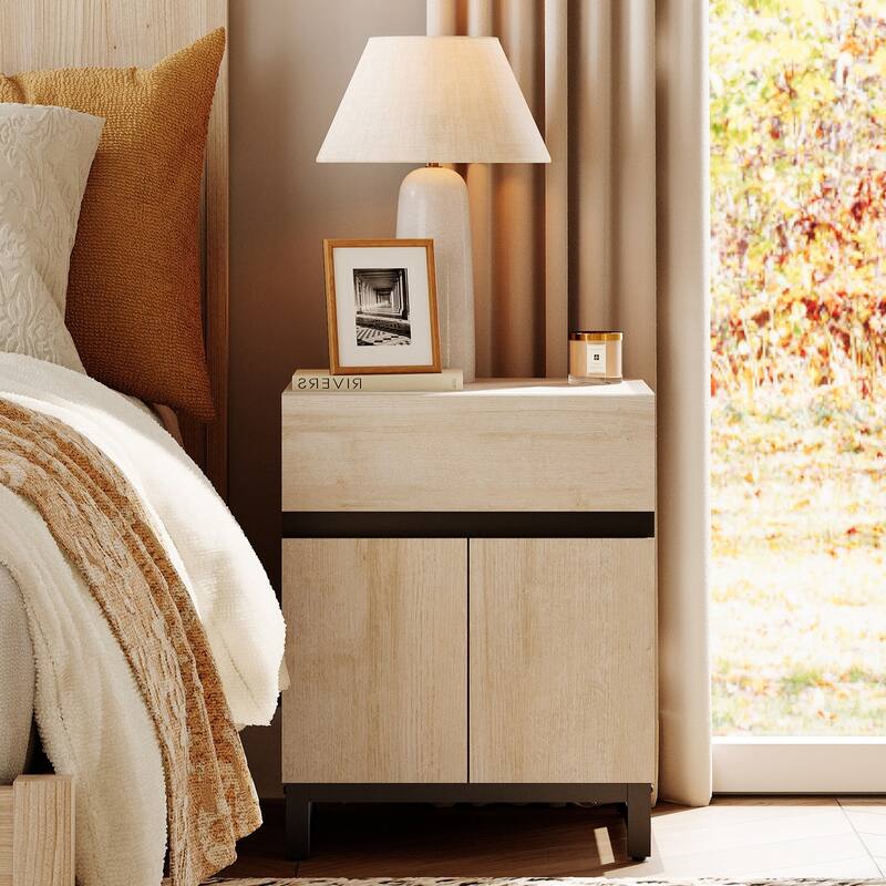 WAMPAT Modern End Table, Farmhouse Sofa Table, Wood Rustic Side End Table for Living Room, Nighstand for Bedroom