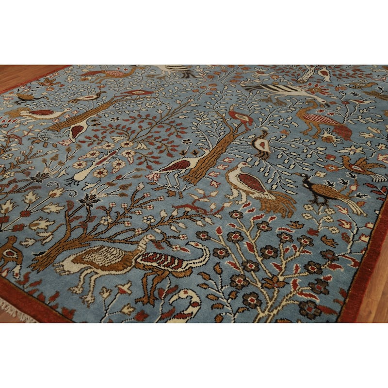 Hand Knotted Oriental 100% Wool Carpet Traditional All-Over Navy Blue & Blues Ziegler Area Rug - 13' 9'' X 9' 7''