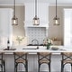 preview thumbnail 3 of 9, Rustic Farmhouse Coastal Mini Pendant Black and Wood Accent Lantern Lights for Kitchen Island - L5.5"xW 5.5"x H 12"