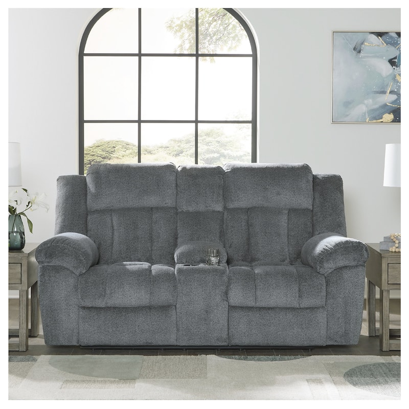 Signature Design by Ashley Tip-Off Power Reclining Loveseat - 80"W x 42"D x 45"H - Gray